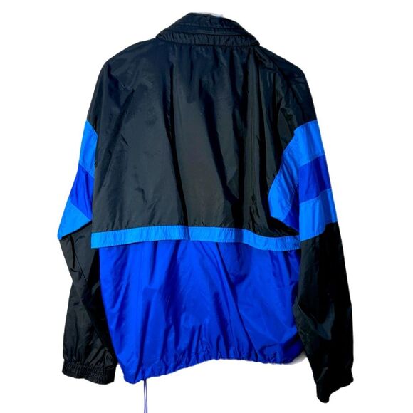Cheetah Vintage Black Blue  Windbreaker Men L Full Zip Vinted Pockets Hood. - Picture 2 of 12